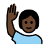 person raising hand, dark skin tone